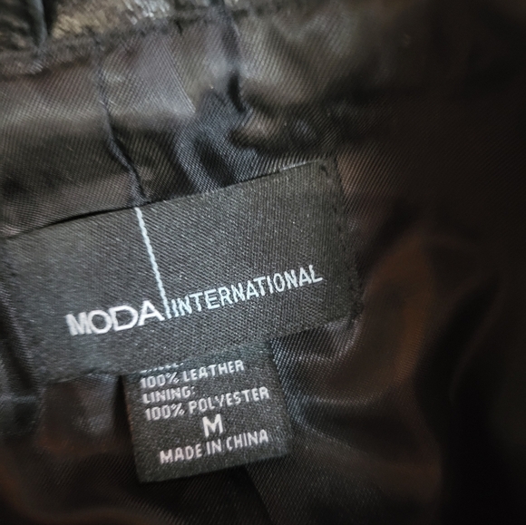 Moda International Black Leather Jacket - Picture 3 of 3
